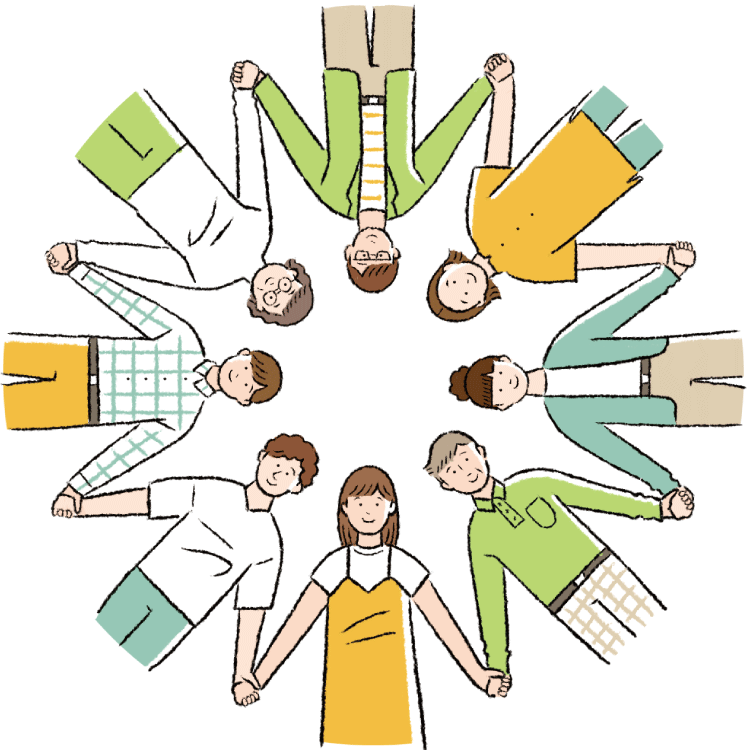 人が輪になっているイラスト