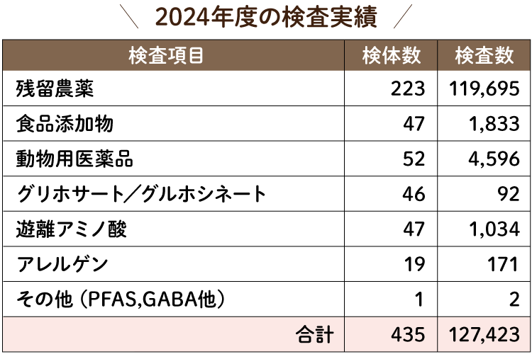 2024年度の検査実績（表）