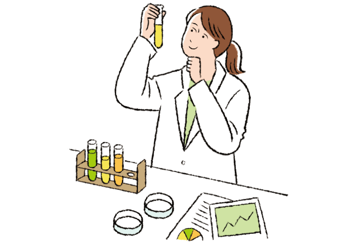 検査している女性のイラスト
