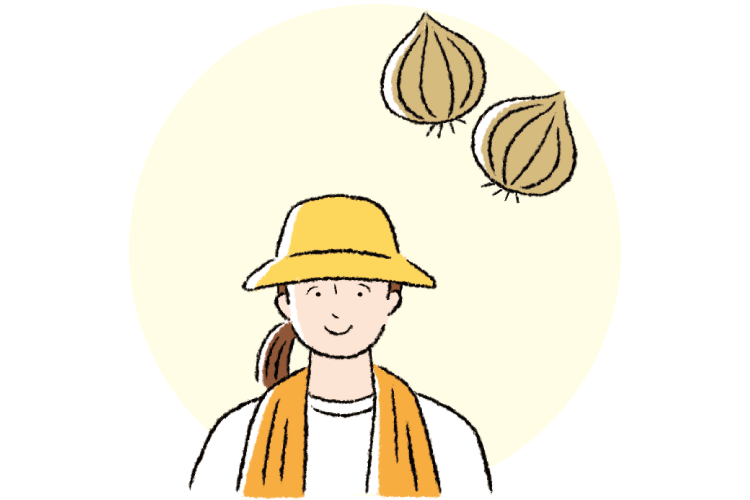 組合員と玉ねぎのイラスト