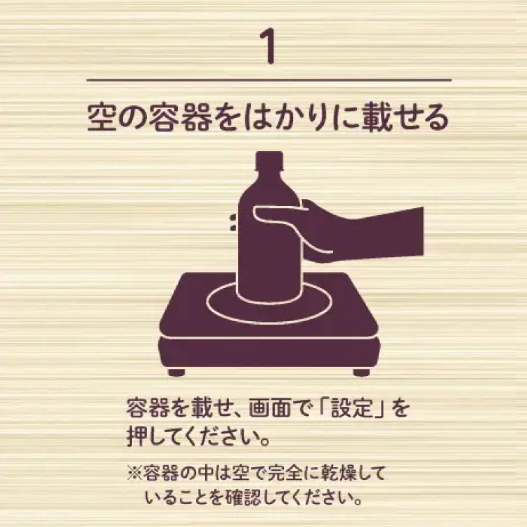 1 空の容器をはかりに載せる