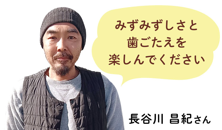 みずみずしさと 歯ごたえを 楽しんでください  長谷川 昌紀さん